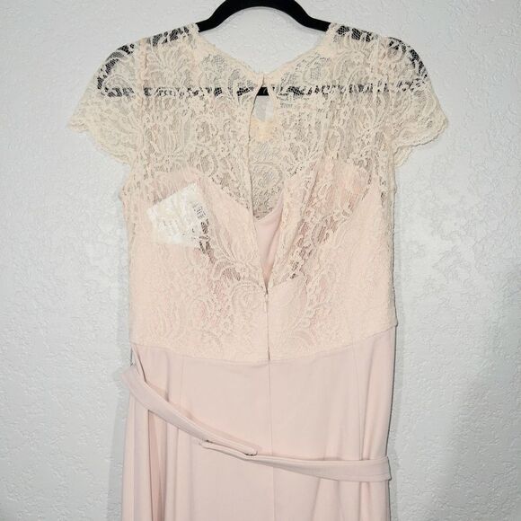 NWT Jenny Peckham Blush Lace & Crepe Column Gown Size 12 - Picture 6 of 10
